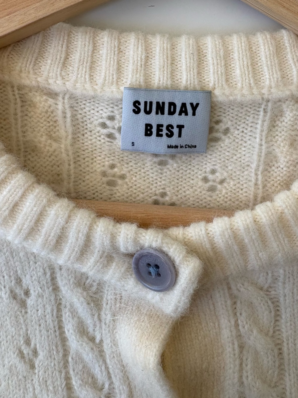 Sunday Best Ivory Cable Knit Button-Up Cardigan - Picture 3 of 8